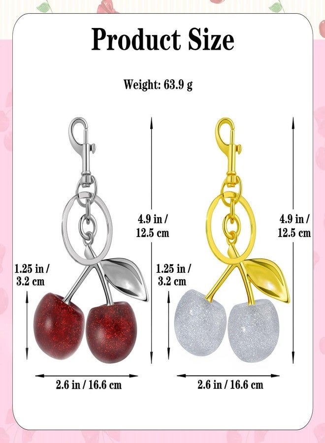 ANDGING 12 Pcs Glitter Cherry Bag Charm Set Gold and Silver Cute Bling Cherry Keychain for Women Handbag Purse Black Pink Red Cherries Charms for Handbags Backpack Key Chain Accessories Llavero De Cereza - Image 3